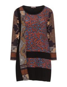 Exelle Jersey tunic  Orange / Blue