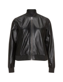 Jette Embroidered leather jacket Black