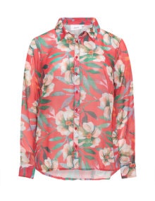 Zizzi Floral chiffon shirt Red / Multicolour