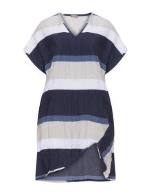 Yoona Striped crinkle effect tunic  Blue / Beige