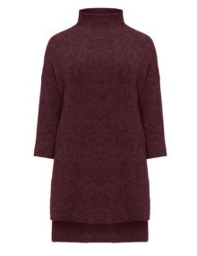 Amber and Vanilla Dipped hem mandarin collar jumper  Bordeaux-Red