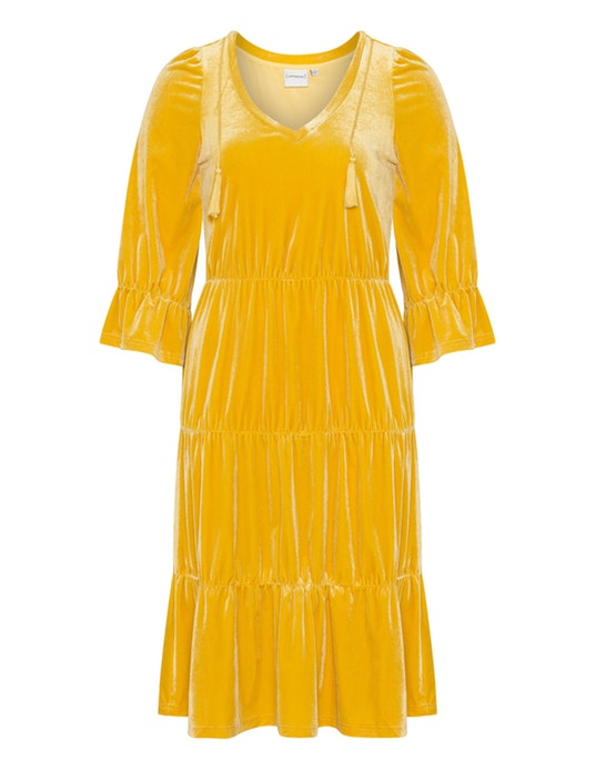 Junarose Velvet midi dress  Yellow