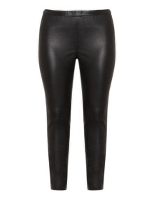 Yoek Elasticated waist leather trousers  Black