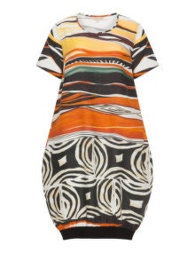 Isolde Roth Printed linen balloon dress Black / Multicolour