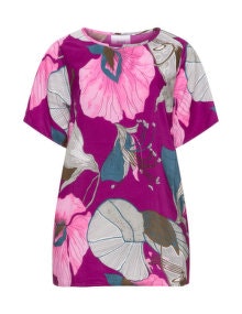 Zizzi Floral print woven tunic  Purple / Multicolour