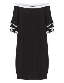 Mat Crêpe off-the-shoulder dress Black / White