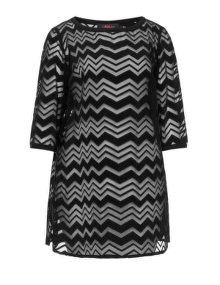 Sallie Sahne Semi-sheer zigzag patterned tunic Black