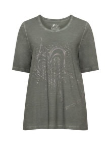 Via Appia Due Embellished t-shirt Khaki-Green