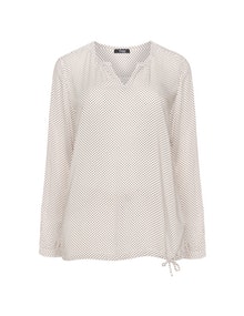 Frapp Polka dot drawstring blouse Cream / Taupe-Grey