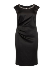 Gina Bacconi Satin embellished cocktail dress Black
