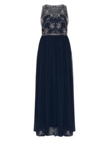 Lola Jade Beaded crêpe gown Dark-Blue / Gold