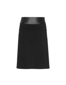 ViaDonatella Faux leather waistband A-line skirt Black