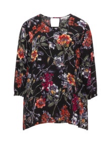Studio Floral cut-out blouse Black / Multicolour
