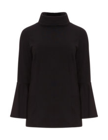 Manon Baptiste Flared roll neck top Black