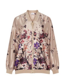 Zizzi Floral print bomber jacket  Gold / Multicolour