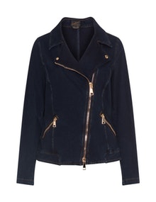 Ashley Graham for Marina Rinaldi Denim biker jacket Dark-Blue