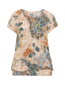 Studio Print mix top  Beige / Blue