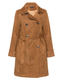 Manon Baptiste Caro faux suede trench coat  Camel