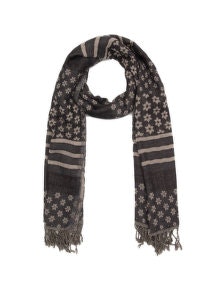 Elemente Clemente Patchwork wool scarf  Anthracite / Sand