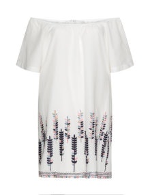Mat Embroidered A-line dress  White / Multicolour