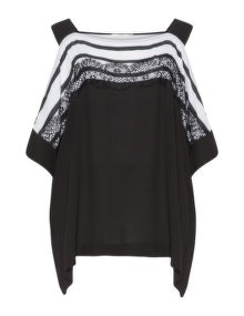 Mat Cold shoulder chiffon top  Black / White