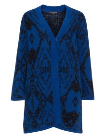 Manon Baptiste Patterned wool-mohair cardigan Blue / Black