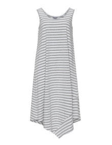 Yoona Asymmetric hem striped dress Grey / White