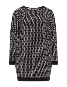 Two Danes Wool-blend striped longline jumper  Black / Grey