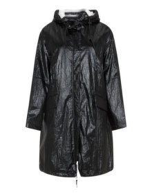 Samoon Creased glossy hooded jacket Black / White