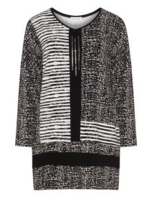 Chalou Long mixed print top Black / Cream