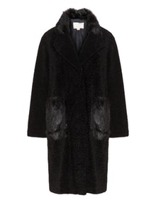 LOST INK Faux fur coat Black
