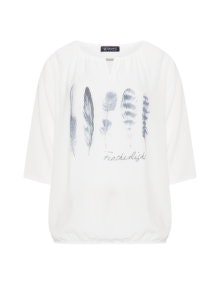 Verpass Feather print blouse  Cream / Dark-Blue