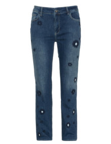 Mat Embroidered slim fit jeans Blue