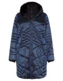 Lower Eastside Faux fur trim quilted jacket  Dark-Blue / Black