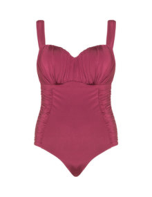 Robyn Lawley Rouche detail swimsuit Bordeaux-Red