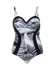 Robyn Lawley Sweetheart printed swimsuit Black / White