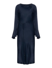 Hayley Hasselhoff for Elvi Fluted sleeve satin dress  Dark-Blue