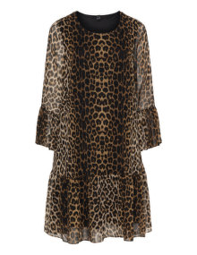 Yoek Leopard print dress  Black / Beige