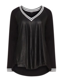 Twister Leather effect material-mix top  Black / White