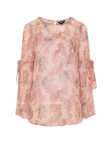 Simply Be Vintage-look chiffon blouse Pink / Multicolour