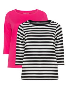 Simply Be Jersey top pack of 2 Pink / Black