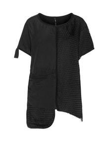 Link Mixed fabric pocket oversize top Black