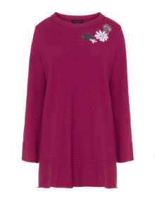 Manon Baptiste Embroidered knit jumper  Berry-Purple