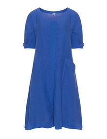 La Stampa Linen and jersey summer dress Blue