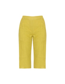 La Stampa Linen-cotton capri trousers Light-Green