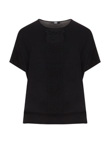 Idea Piu Chiffon detail t-shirt Black