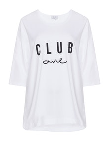 Club One Label print jersey top  White / Black
