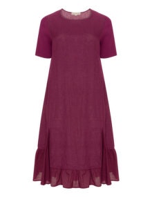 Isolde Roth Ruffle hem linen dress  Berry-Purple