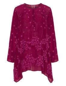 Johnny Was Embroidered flared tunic Bordeaux-Red / Pink