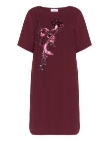 Zizzi Embellished crepe dress  Bordeaux-Red